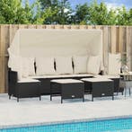 vidaXL 5-delige Loungeset met kussens poly rattan zwart, Verzenden, Nieuw, Rotan, Loungeset