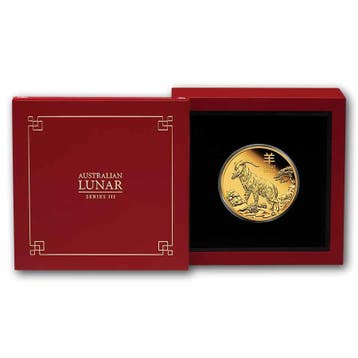 Gouden Lunar III - 1 oz 2027 Year of the Goat Proof, Postzegels en Munten, Verzenden, Losse munt, Goud