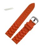 Fako - Horlogebandje - Siliconen - 20mm - Oranje, Sieraden, Tassen en Uiterlijk, Horloges | Heren, Verzenden, Nieuw