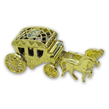 Taartdecoratie Bruidskoets Goud Kunststof 10cm, Verzenden, Nieuw
