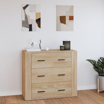 vidaXL Dressoir 80x33x70 cm bewerkt hout sonoma eikenkleurig, Huis en Inrichting, Kasten | Dressoirs, Verzenden, Nieuw, 50 tot 100 cm