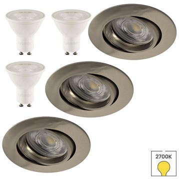 Set van 3 inbouwspots Costa RVS look + LED spots GU10, Verzenden, Nieuw