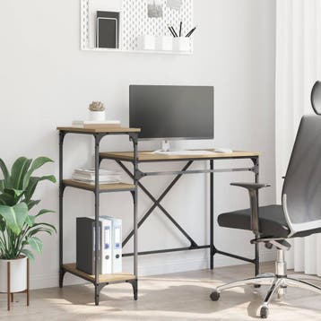 vidaXL Bureau Artisan Eiken Bewerkt hout 105 x 50 x 90 cm, Verzenden, Nieuw