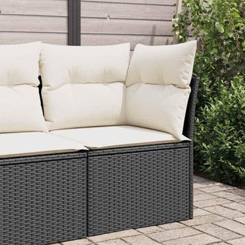 vidaXL Tuinhoekbank met kussens poly rattan zwart, Verzenden, Nieuw