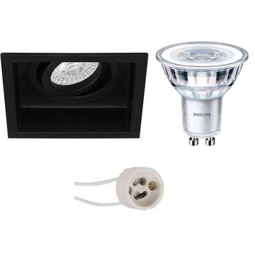 GU10 Inbouwspot Set - Mat Zwart - Inbouw Vierkant - Verdiept, Ophalen of Verzenden, Nieuw, Overige fittingen, Plafondspot of Wandspot