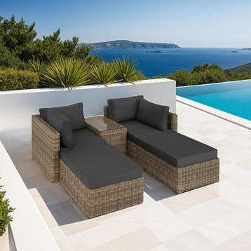 Rotanlounge met aluminium frame San Domino - natuur, Verzenden, Nieuw
