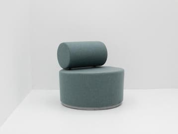 Fauteuil organisch - vergrijsd mintgroen - ronde zitting, Werkplek, Ophalen of Verzenden, Gebruikt, Overige typen