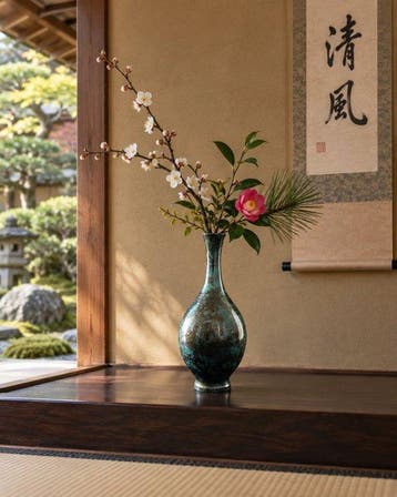 Eenbloemige vaas - Brons - Japan - Vintage bronzen vaas