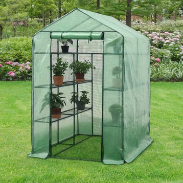[en.casa] Tuinkas Vale met planken 120x170x194 cm groen, Verzenden, Nieuw