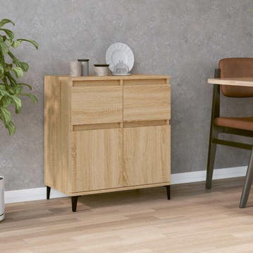 vidaXL Dressoir 60x35x70 cm bewerkt hout sonoma eikenkleurig, Verzenden, Nieuw, Overige houtsoorten, Minder dan 50 cm