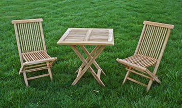 A-Kwaliteit AB Grade Teakhout Teak Klaptafel Bistroset 70x70, Ophalen, Tuinset, Hout, Eettafel