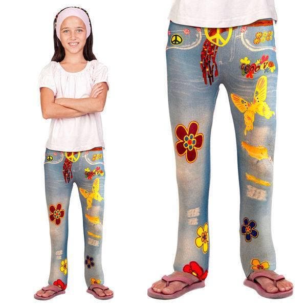 Flower power jeans legging kind, Kleding | Dames, Carnavalskleding en Feestkleding, Nieuw, Ophalen of Verzenden