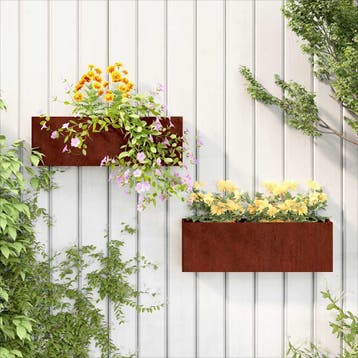 vidaXL Plantenbakken wandmontage 2 st 53x10x17 cm, Minder dan 30 cm, Verzenden, Minder dan 60 cm, Nieuw