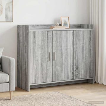 vidaXL Dressoir Grijs Sonoma 98,5 x 33 x 80 cm Bewerkt hout, Verzenden, Nieuw, Overige houtsoorten, Minder dan 50 cm