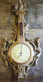 Cartel klok, wandklok - hout bladgoud zecchino - 1850-1900 -
