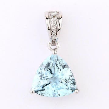Hanger - 14 karaat Witgoud - 3.15ct. tw. Aquamarijn -
