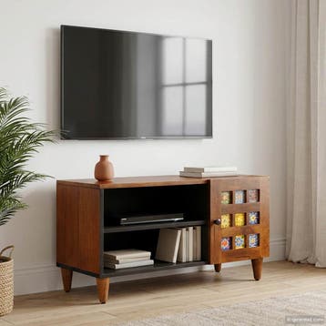 vidaXL TV-kast Walnotenhout 80 x 33 x 46 cm Massief Mango, Huis en Inrichting, Verzenden, Nieuw