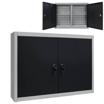 vidaXL Gereedschapskast voor aan de wand metaal grijs en, Doe-het-zelf en Verbouw, Verzenden, Nieuw