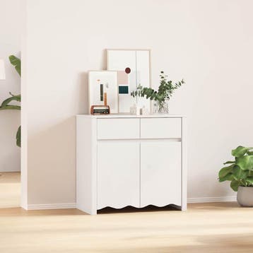 vidaXL Dressoir Drammen Wit 79 x 43 x 75.5 cm Massief, Verzenden, Nieuw, Grenenhout, Minder dan 50 cm