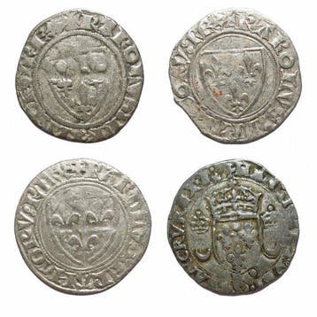 Frankrijk. Charles VI & Henri II – Lot de 4 monnaies royales
