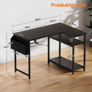 Bureau - Computertafel - Computerbureau - 110x80 cm - Zwart, Verzenden, Zo goed als nieuw