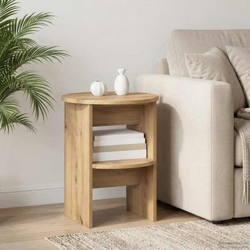 vidaXL Bijzetkast Artisan Eik Ø40 x 50 cm Geconstrueerd hout, Verzenden, Nieuw, Overige houtsoorten, Minder dan 100 cm