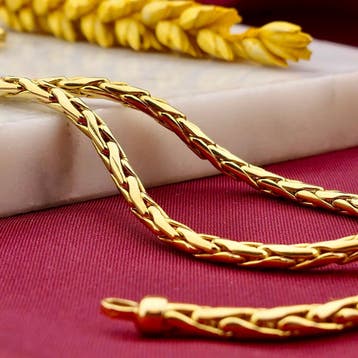Gouden vossenstaart schakelketting, Ophalen of Verzenden, Gebruikt, Goud, Goud