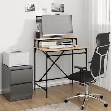 vidaXL Bureau 80x50x90 cm bewerkt hout en ijzer sonoma, Huis en Inrichting, Verzenden, Nieuw