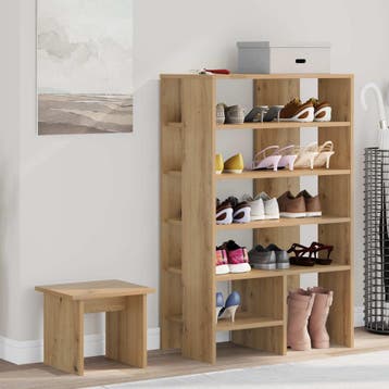 vidaXL Schoenenkast met plank 2 pcs Artisan Eiken Bewerkt, Verzenden, Nieuw