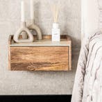 *WOONWINKEL* Hangend Nachtkastje Travertin En Hout, Verzenden, Nieuw