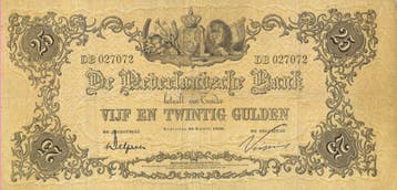 Bankbiljet 25 gulden 1860 Geeltje Zeer Fraai, Verzenden