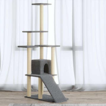vidaXL Kattenmeubel met sisal krabpalen 155 cm lichtgrijs, Dieren en Toebehoren, Katten-accessoires, Verzenden, Nieuw