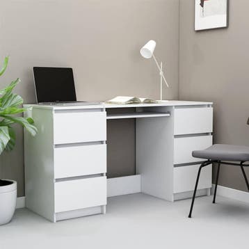vidaXL Schrijftafel 140x50x77 cm bewerkt hout wit, Verzenden, Nieuw