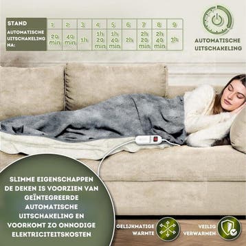 Elektrische deken - Warmtedeken - 1 persoons - 160x120 cm -, Verzenden, Zo goed als nieuw