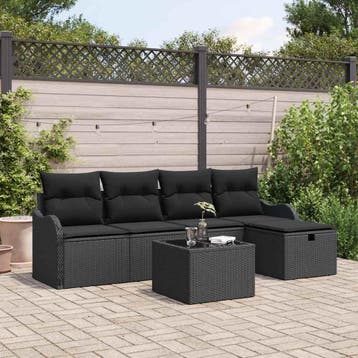 vidaXL Tuin Sofa Set 6 st Poly riet, Verzenden, Nieuw, Rotan, 6 zitplaatsen