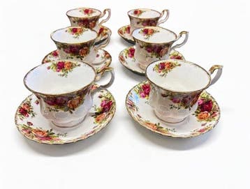 Royal Albert - Koffieservies voor 6 (12) - Old Country Roses, Antiek en Kunst