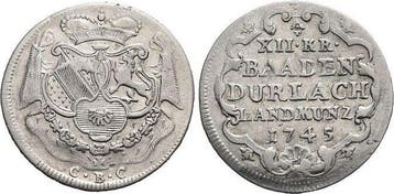 12 Kreuzer 1745 Baden-durlach Karl Friedrich 1738-1806, Verzenden
