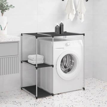 vidaXL Opbergrek voor boven wasmachine 87x55x90,5 cm ijzer, Verzenden, Nieuw, Zwart
