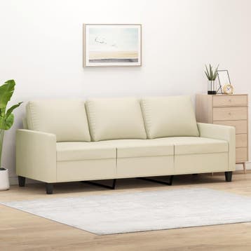 vidaXL Driezitsbank 180 cm kunstleer crèmekleurig, Huis en Inrichting, Verzenden, Nieuw, Driepersoons, Leer