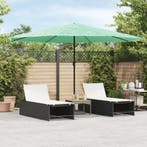vidaXL Parasol met stalen paal 388x388x248 cm groen, Verzenden, Nieuw, 3 tot 4 meter