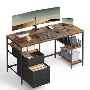 Bureau met 2 lades en planken – ruime computertafel, Verzenden, Nieuw