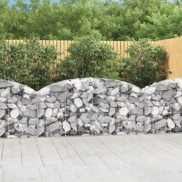 vidaXL Schanskorf gewelfd 200x30x80/100 cm gegalvaniseerd, Tuin en Terras, 100 cm of meer, Verzenden, Nieuw, Metaal