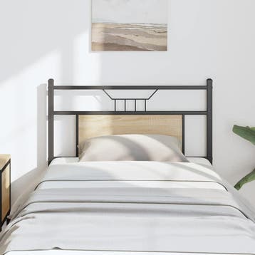 vidaXL Vervangend hoofdbord Sonoma 80 cm spaanplaat en staal, Verzenden, Nieuw, Bruin, Hout