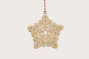 Kerstornament - Sneeuwvlok Stellar - Hout - Set van 4, Diversen, Kerst, Ophalen of Verzenden, Nieuw