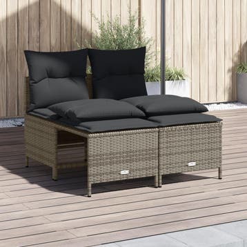 vidaXL 4-delige Loungeset met kussens poly rattan grijs, Verzenden, Nieuw, Loungeset