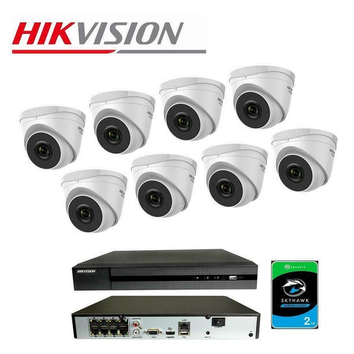 4 Megapixel set met 8 IP Turret Dome Camera’s + 2TB HDD, Audio, Tv en Foto, Videobewaking, Nieuw, Verzenden