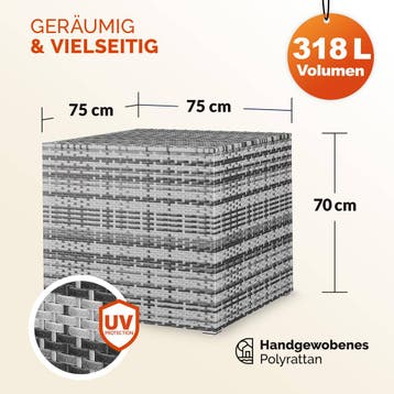Polyrotan kussenbox Grijs 318L (Kussenboxen, Tuin en Terras), Verzenden, Nieuw