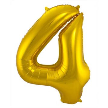 Folie Ballon cijfer 4 goud 86 cm, Verzenden, Nieuw, Versiering, Verjaardag