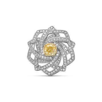Statement ring - 18 karaat Geel goud, Witgoud - 3.44ct. tw.