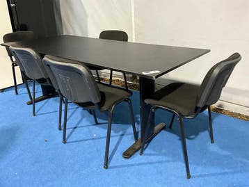 Kantoor kantine vergader tafel 204x90cm + 5 stoelen (Huis), Verzenden, Nieuw